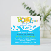 Birthday Invitation Water Splash Boy Pool Kaart (Staand voorkant)