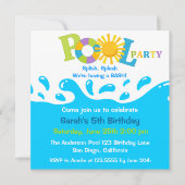 Birthday Invitation Water Splash Boy Pool Kaart (Voorkant)