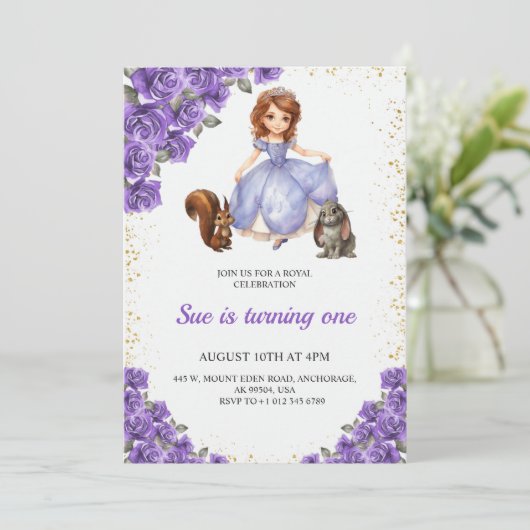 Birthday invitation with a fairy-tale theme kaart (Staand voorkant)
