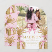 Birthday Invitation with Black Girl Riding Horse Kaart (Voorkant / Achterkant)