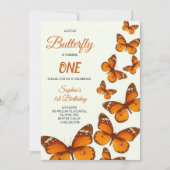 birthday invitation with vibrant orange butterfly kaart (Voorkant)