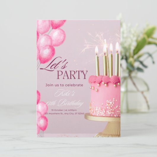 Birthday invitations  kaart (Staand voorkant)