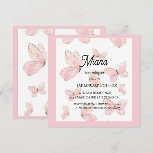 Birthday invitations kaart (Voorkant / Achterkant)