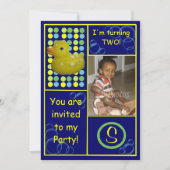 Birthday Invite - Dk.Blue/Yellow Duck, foto Kaart (Voorkant)