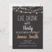 Birthday Invite - Eat, Drink en veertig, dertig Kaart (Voorkant)