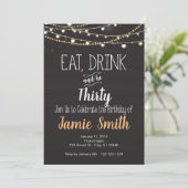 Birthday Invite - Eat, Drink en veertig, dertig Kaart (Staand voorkant)