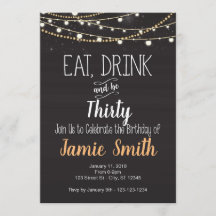 Birthday Invite - Eat, Drink en veertig, dertig