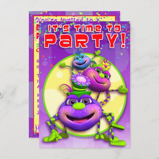 Birthday Invite-Itsy Bitsy Spiers (GiggleBellies) Kaart (Voorkant / Achterkant)