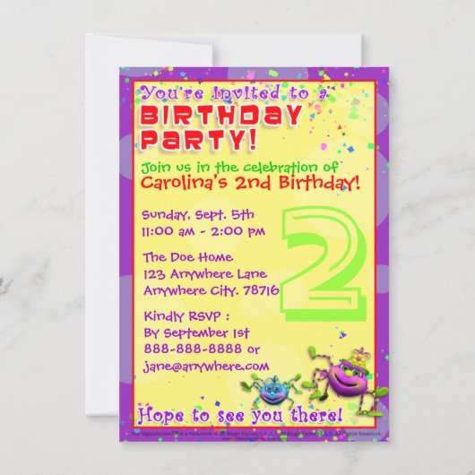 Birthday Invite-Itsy Bitsy Spiers (GiggleBellies) Kaart (Achterkant)