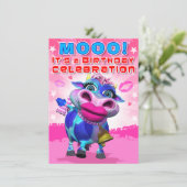 Birthday Invite- Kiss Moo (The GiggleBellies) Kaart (Staand voorkant)