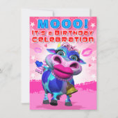Birthday Invite- Kiss Moo (The GiggleBellies) Kaart (Voorkant)