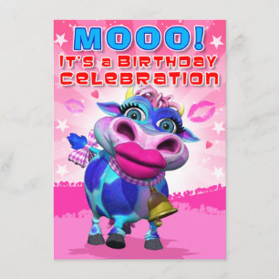 Birthday Invite- Kiss Moo (The GiggleBellies) Kaart