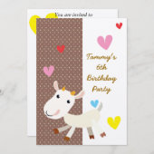 Birthday Invite met Cute Cartoon Goat Kaart (Voorkant / Achterkant)