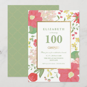 Birthday Invite, Milestone - Gold, Elegant Floral Kaart