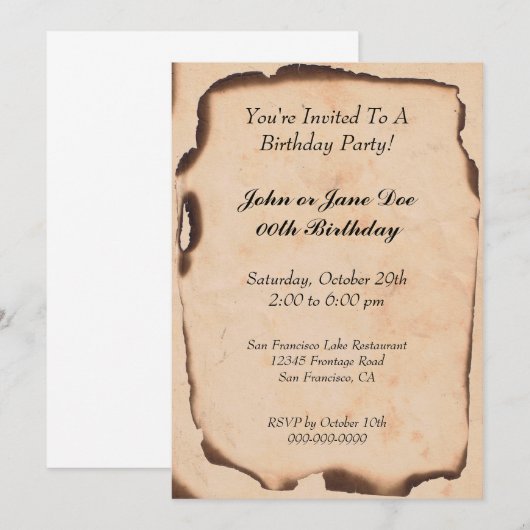 Birthday Invites Kaart (Voorkant / Achterkant)