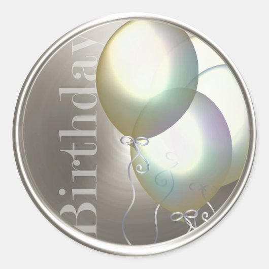 Birthday Iridescent Balloons Silver Envelope Seal Ronde Sticker (Voorkant)