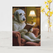 Birthday Irish Wolfhound Dog Reading a Book Kaart (Gele Bloem)