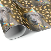 Birthday Irish Wolfhound Dog With Party Hat Cadeaupapier (Rol Hoek)