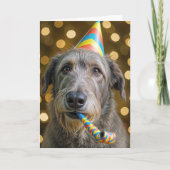 Birthday Irish Wolfhound with Party Hat Kaart (Voorkant)
