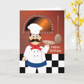Birthday, Italiaanse kapper Pizza in Hot Oven Ca Kaart (Gele Bloem)