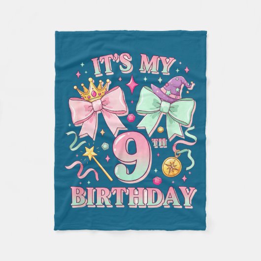 Birthday It's My 9th Birthday Cute Magical Princes Fleece Deken (Voorkant)