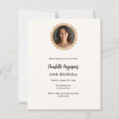 Birthday ivory rose gold diamond photo invitation (Voorkant)