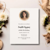 Birthday ivory rose gold diamond photo invitation