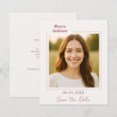 Birthday ivory rose gold photo Save the Date card (Voorkant / Achterkant)