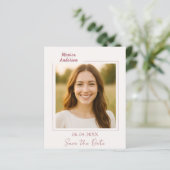 Birthday ivory rose gold photo Save the Date card (Staand voorkant)