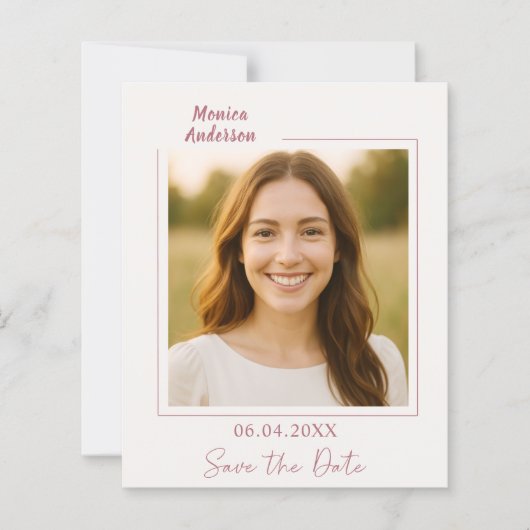 Birthday ivory rose gold photo Save the Date card (Voorkant)