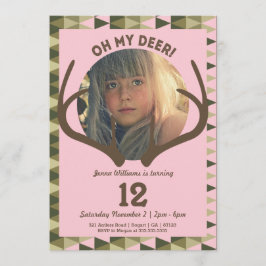 Birthday jachtroze Camo Girl's Antlers Kaart