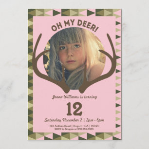 Birthday jachtroze Camo Girl's Antlers Kaart