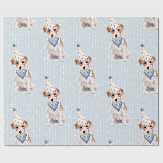 Birthday Jack Russell Dog Party Pet Cadeaupapier (Vlak)