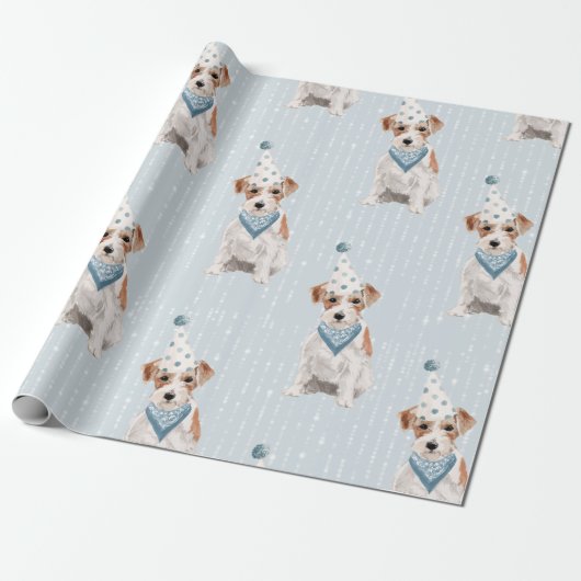 Birthday Jack Russell Dog Party Pet Cadeaupapier (Uitgerold)