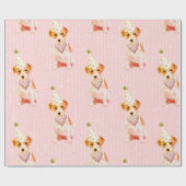 Birthday Jack Russell Dog Pink Party Pet Cadeaupapier (Vlak)