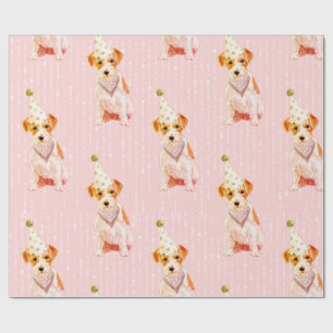 Birthday Jack Russell Dog Pink Party Pet Cadeaupapier