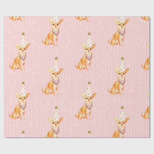 Birthday Jack Russell Dog Pink Party Pet Cadeaupapier (Vlak)