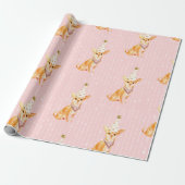 Birthday Jack Russell Dog Pink Party Pet Cadeaupapier (Uitgerold)