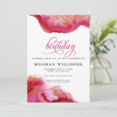 Birthday January Garnet Waterverf Geode Kaart (Staand voorkant)