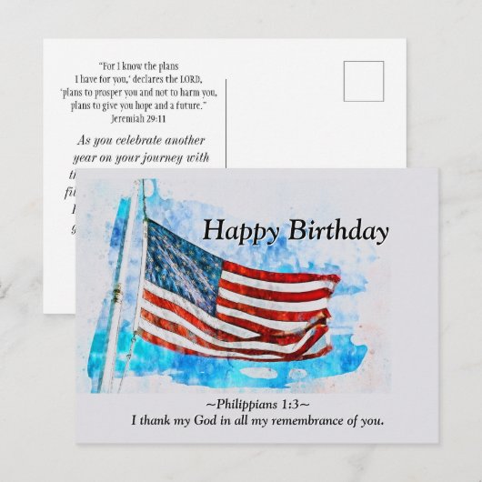 Birthday Jeremiah 29:11 BijbelAmerikaanse vlag Briefkaart (Voorkant / Achterkant)