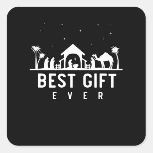 Birthday Jesus Nativity Religious Christmas Christ Vierkante Sticker