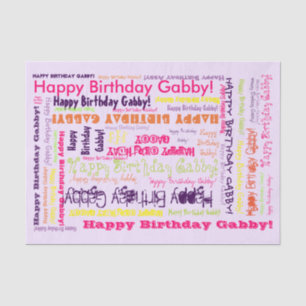Birthday, Jouw naam-Paarse SJABLOON weefselpapier Tissuepapier
