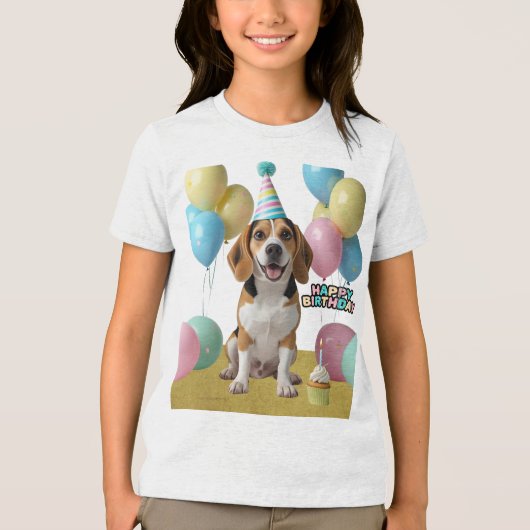 Birthday Joy with My Beagle Tri-Blend Shirt (Voorkant)