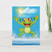 Birthday Jumping Frog in Water Kaart (Voorkant)