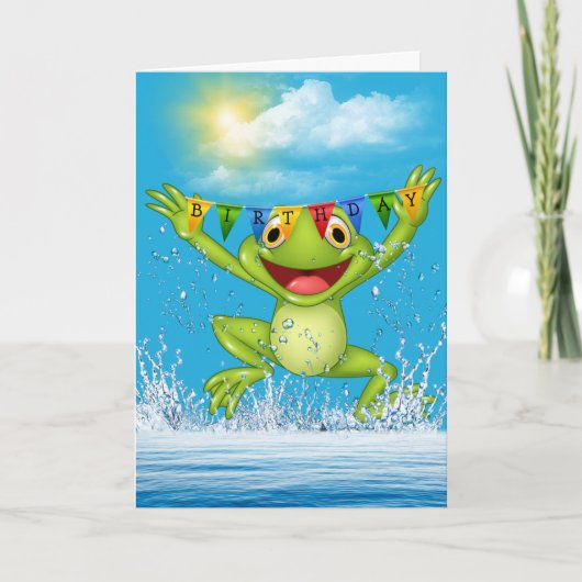 Birthday Jumping Frog in Water Kaart (Voorkant)