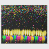 Birthday-kaarsen en Confetti op zwart Cadeaupapier (Vlak)