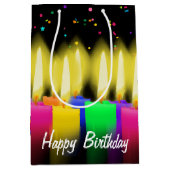 Birthday-kaarsen en Confetti op zwart Medium Cadeauzakje (Voorkant)