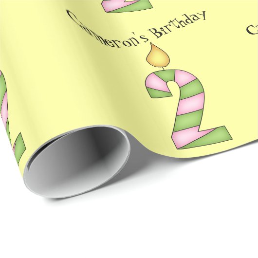 Birthday-kaarsen - twee jaar oud/personaliseer cadeaupapier (Rol Hoek)