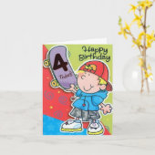 Birthday-kaart - 4 Skateboard-Kind voor vandaag Kaart (Gele Bloem)