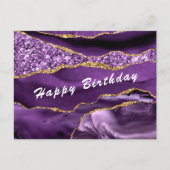 Birthday Kaart Agate Paars Violet Gold Glitter (Voorkant)
